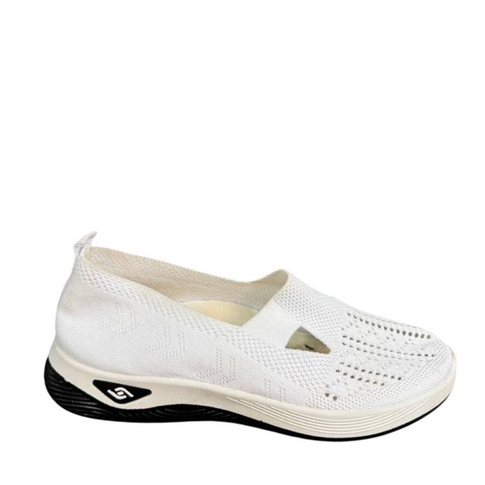 On Cloud White Knit Slip On Mary Jane Sneakers Women Size 8